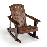 Costway Outdoor Wooden Kid Adirondack Rocking Chair with Slatted Seat-White