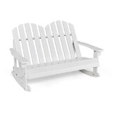 Costway 2 Person Adirondack Rocking Chair with Slatted seat-Brown