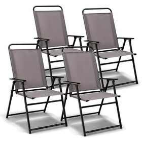 Costway 69537418 Outdoor Folding Sling Chairs Set of 4 with Armrest and Backrest
