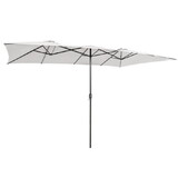 Costway 15 Feet Double-Sized Patio Umbrella with Crank Handle and Vented Tops-Beige