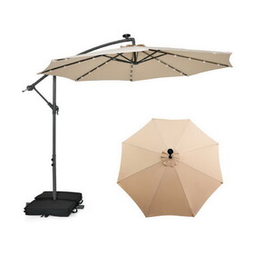 Costway 10 Feet Cantilever Umbrella with 32 LED Lights and Solar Panel Batteries-Beige