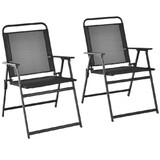 Costway Set of 2/4/6 Outdoor Folding Chairs with Breathable Seat-Set of 2