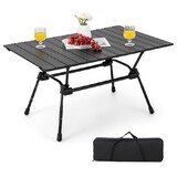 Costway Folding Heavy-Duty Aluminum Camping Table with Carrying Bag-Black