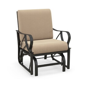 Costway 85913674 Patio Glider Rocking Chair with Thick Cushion and Curved Armrest-Tan
