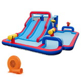 Costway 26853149 Inflatable Bounce House with 2 Water Slides and 3 Water Cannons With 750W Blower