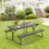 Costway 13472895 6 Feet Outdoor Picnic Table Bench Set for 6-8 People-Gray
