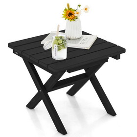 Costway Outdoor Folding Side Table Foldable Weather-Resistant HDPE Adirondack Table-Black