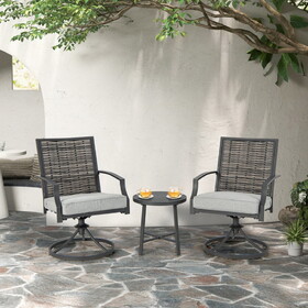Costway 74258691 3 Piece Patio Swivel Chair Set with Soft Seat Cushions for Backyard