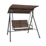 Costway 61753289 2 Person Porch Swing with Adjustable Canopy and Padded Seat-Brown