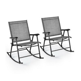 Costway 51784326 Set of 2 Folding Rocking Chair with Breathable Seat Fabric-Set of 2