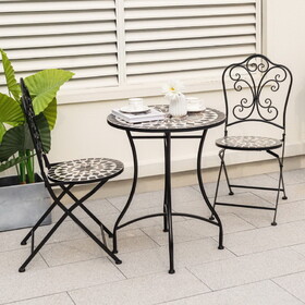 Costway 41527839 3 Piece Patio Bistro Set with Round Table and 2 Folding Chairs
