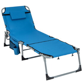 Costway 5-position Outdoor Folding Chaise Lounge Chair-Blue