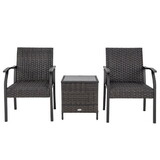 Costway 81546379 3 Piece Patio Wicker Chair Set with Cushioned Seat