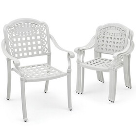 Costway Set of 2 Cast Aluminum Patio Chairs with Armrests-Brown