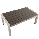 Costway 15632794 Modern Rectangular Patio Coffee Table with Plastic Wood Tabletop and Rustproof Aluminum Frame-Gray