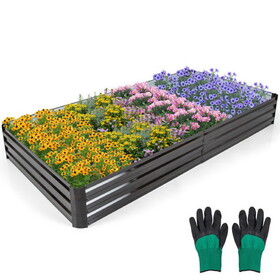 Costway 69438527 Large Outdoor Metal Planter Box for Vegetable Fruit Herb Flower