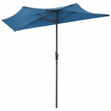 Costway 57082936 9Ft Patio Bistro Half Round Umbrella -Blue