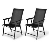 Costway 12640895 Set of 2 Outdoor Patio Folding Chair with Ergonomic Armrests-Black