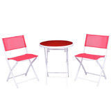 Costway 03965248 3 Pieces Patio Folding Bistro Set for Balcony or Outdoor Space-Red