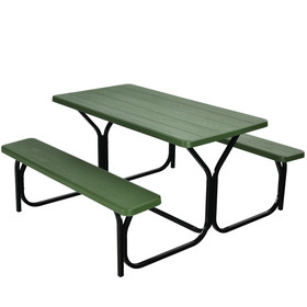 Costway 91203576 Picnic Table Bench Set for Outdoor Camping -Green