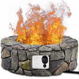 Costway 74203591 28 Inch Propane Gas Fire Pit with Lava Rocks and Protective Cover