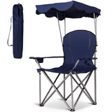 Costway 89062375 Portable Folding Beach Canopy Chair with Cup Holders-Blue