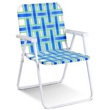 Costway 86321794 6 pcs Folding Beach Chair Camping Lawn Webbing Chair-Blue