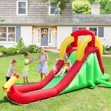 Costway 74165938 Inflatable Water Slide Bounce House with Climbing Wall Jumper and 480W Blower