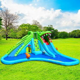 Costway 93412507 Inflatable Crocodile Water Slide Climbing Wall Bounce House with 780W Blower