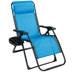 Costway 95263081 Oversize Lounge Chair with Cup Holder of Heavy Duty for outdoor-Blue