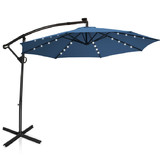 Costway 43685109 10 ft 360° Rotation Solar Powered LED Patio Offset Umbrella-Blue