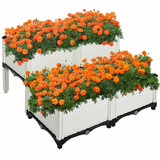 Costway 43125679 Set of 4 Elevated Flower Vegetable Herb Grow Planter Box
