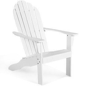 Costway 08521679 Wooden Outdoor Lounge Chair with Ergonomic Design for Yard and Garden-White