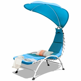 Costway 37986420 Patio Hanging Swing Hammock Chaise Lounger Chair with Canopy-Blue