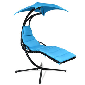 Costway 09463217 Hanging Stand Chaise Lounger Swing Chair with Pillow-Blue