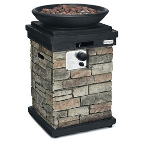 Costway 40521687 40000BTU Outdoor Propane Burning Fire Bowl Column Realistic Look Firepit Heater-Gray