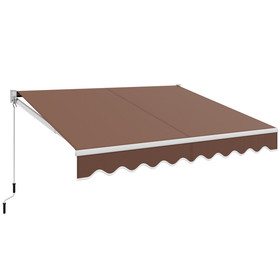 Costway 52304698 8 x 6.6 Feet Patio Retractable Awning withManual Crank Handle-Brown