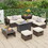 Costway 72359468 9 Pieces Outdoor Patio Furniture Set with 42 Inch Propane Fire Pit Table-Black