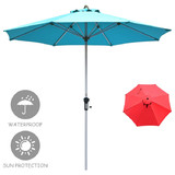 Costway 87945036 9 Feet Patio Outdoor Market Umbrella with Aluminum Pole without Weight Base-Blue