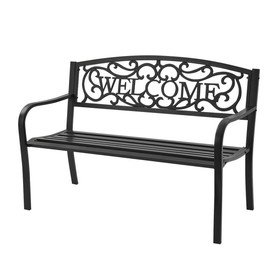 Costway 24365971 Outdoor Furniture Steel Frame Porch Garden Bench-Black