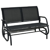 Costway 24918675 Swing Glider Chair 48 Inch Loveseat Rocker Lounge Backyard-Black