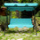 Costway 70241698 3 Seats Patio Canopy Cushioned Steel Frame Swing Glider Hammock-Blue