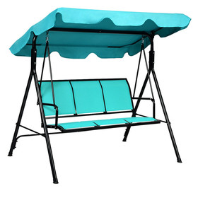 Costway 38217654 Outdoor Patio 3 Person Porch Swing Bench Chair with Canopy-Blue