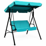 Costway 80379152 Steel Frame Outdoor Loveseat Patio Canopy Swing with Cushion-Blue