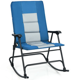 Costway 68275493 Foldable Rocking Padded Portable Camping Chair with Backrest and Armrest -Blue
