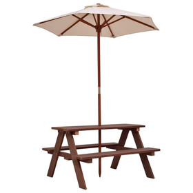 Costway 28971305 Outdoor 4-Seat Kid's Picnic Table Bench with Umbrella