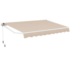 Costway 60293547 Outdoor Manual Retractable Awning Cover Shelter Patio Sun Shade-Beige