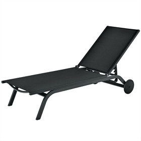 Costway 26147038 Aluminum Fabric Outdoor Patio Lounge Chair with Adjustable Reclining -Black