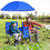 Costway 24870591 Portable Folding Picnic Double Chair with Umbrella