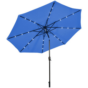 Costway 13250497 10' Solar LED Lighted Patio Market Umbrella Shade Tilt Adjustment Crank-Blue